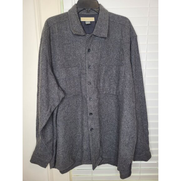 Mens 100% Wool Blend Button-Up Shirt Jacket XL Gray Naturalife FLAW Mend Classic - Picture 1 of 6
